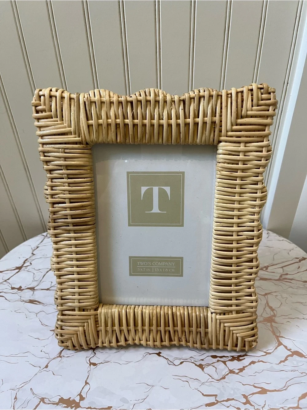 TWO’S COMPANY WICKER WEAVE PHOTO FRAMES | SET OF 2  | 5 x 7  & 4x6 | NEW